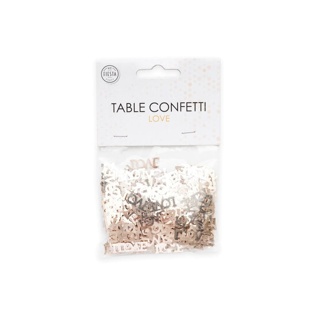 Tafelconfetti Love Rose Goud van WeFiesta koop je bij Partywinkel