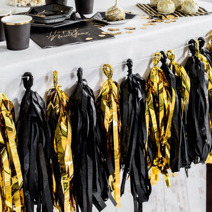 Tassel Slinger Zwart Goud 2m van Partydeco koop je bij Partywinkel