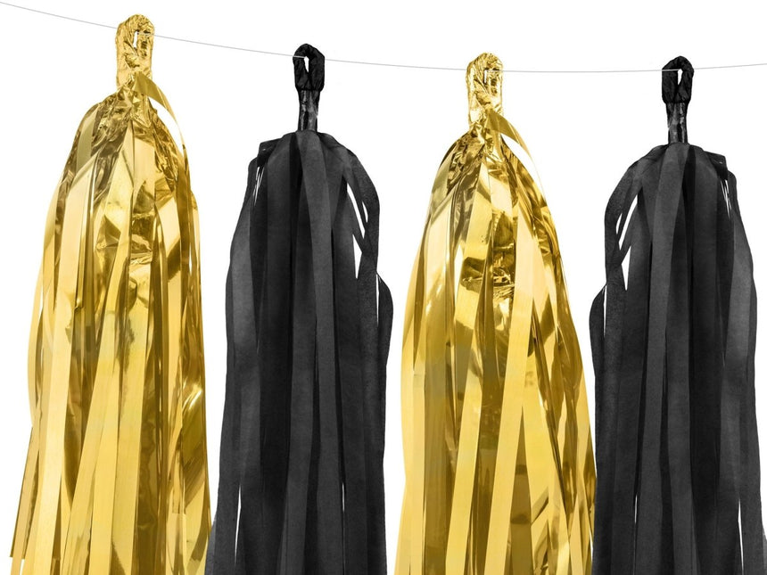 Tassel Slinger Zwart Goud 2m van Partydeco koop je bij Partywinkel