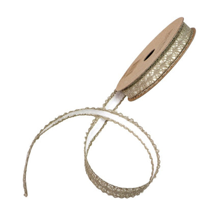 RUBAN ADHÉSIF EN DENTELLE DE COTON TAUPE 1 CM X 2 M