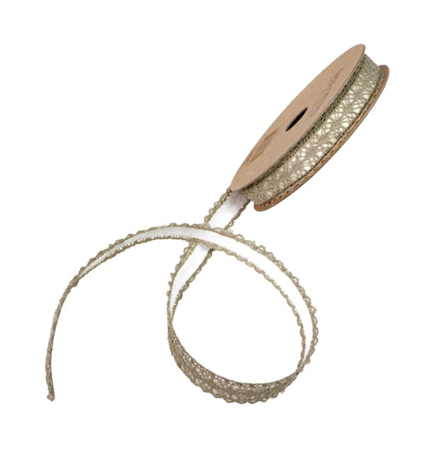 RUBAN ADHÉSIF EN DENTELLE DE COTON TAUPE 1 CM X 2 M