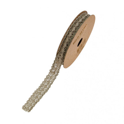 RUBAN DE DENTELLE EN COTON TAUPE 1 CM X 2 M