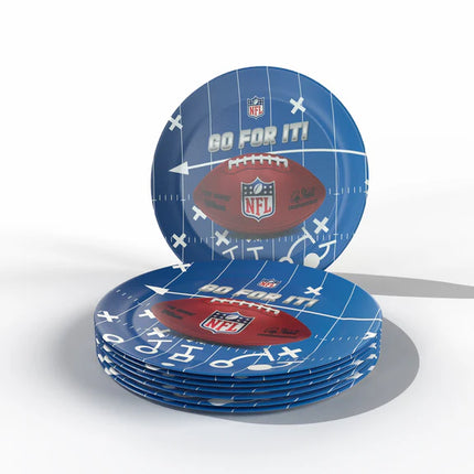 Plaques NFL bleu et rouge, 23 cm, lot de 6