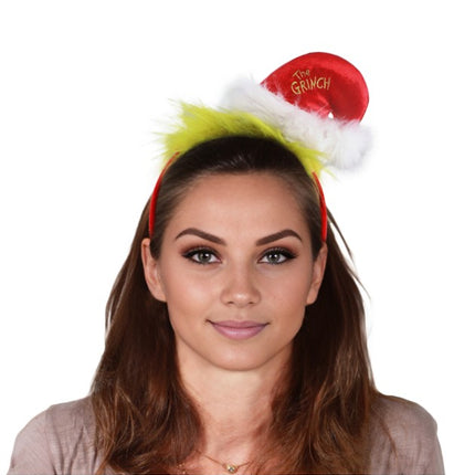 Diadème de Noël du Grinch avec mini-bonnet de Noël