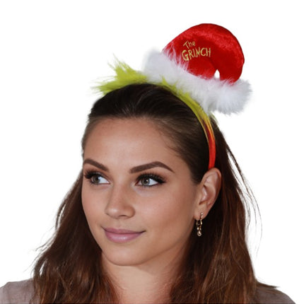 Diadème de Noël du Grinch avec mini-bonnet de Noël