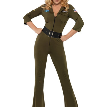 Top Gun Aviator Kostuum, Groen van Smiffys koop je bij Partywinkel