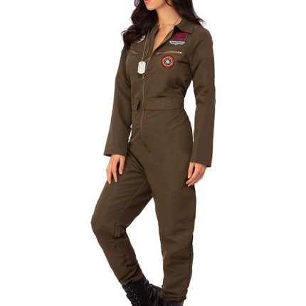 Top Gun Dames Kostuum, Khaki van Smiffys koop je bij Partywinkel
