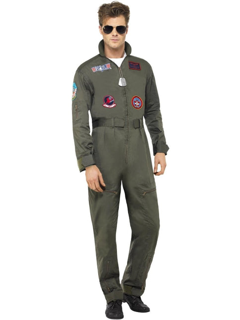 Top Gun Deluxe Heren Kostuum, groen van Smiffys koop je bij Partywinkel