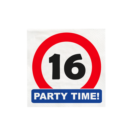 16 Years Napkins Traffic Sign 10.5cm 16pcs