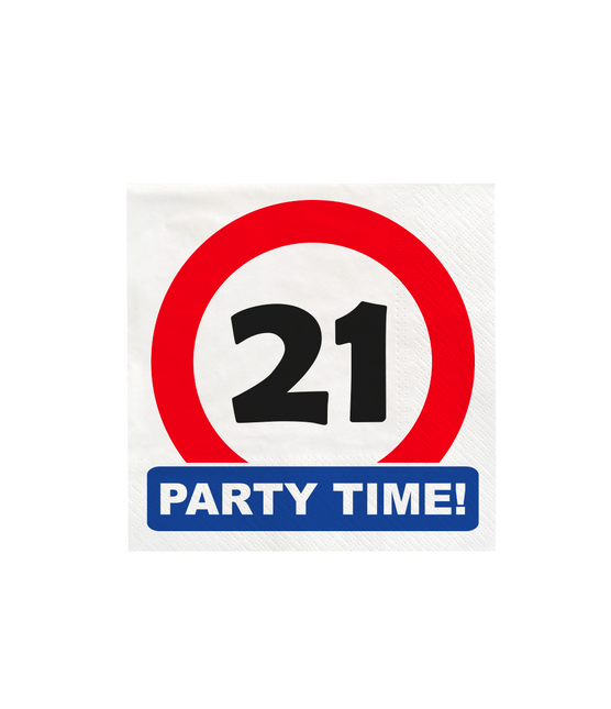 21 Years Napkins Traffic Sign 10.5cm 16pcs