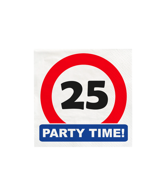 25 Years Napkins Traffic Sign 10.5cm 16pcs