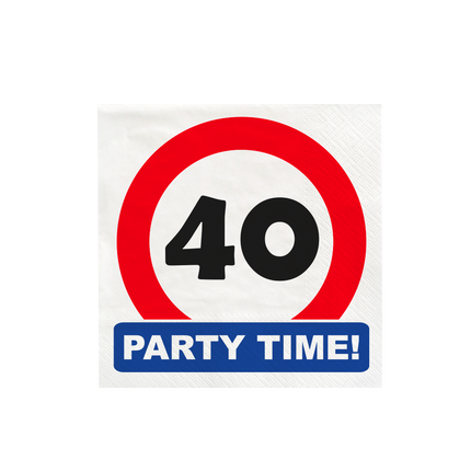 40 Years Napkins Traffic Sign 10.5cm 16pcs