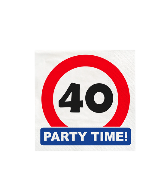 40 Years Napkins Traffic Sign 10.5cm 16pcs
