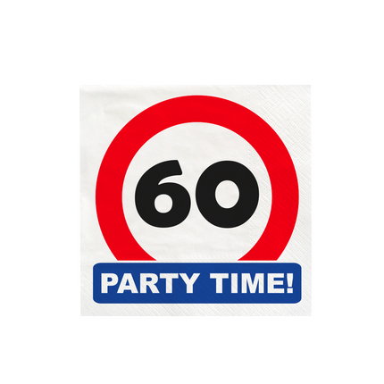 60 Years Napkins Traffic Sign 16.5cm 16pcs