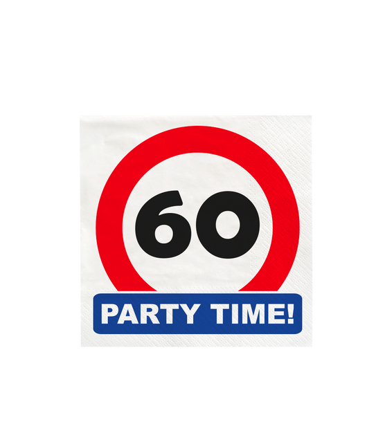 60 Years Napkins Traffic Sign 16.5cm 16pcs