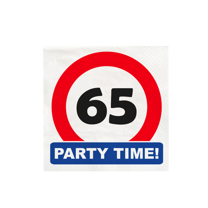 65 Years Napkins Traffic Sign 16.5cm 16pcs