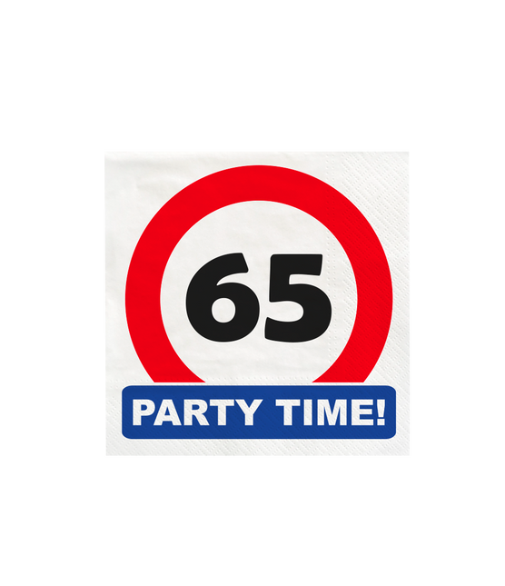 65 Years Napkins Traffic Sign 16.5cm 16pcs