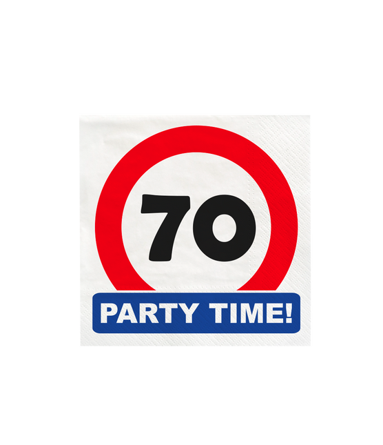 70 Years Napkins Traffic Sign 16.5cm 16pcs