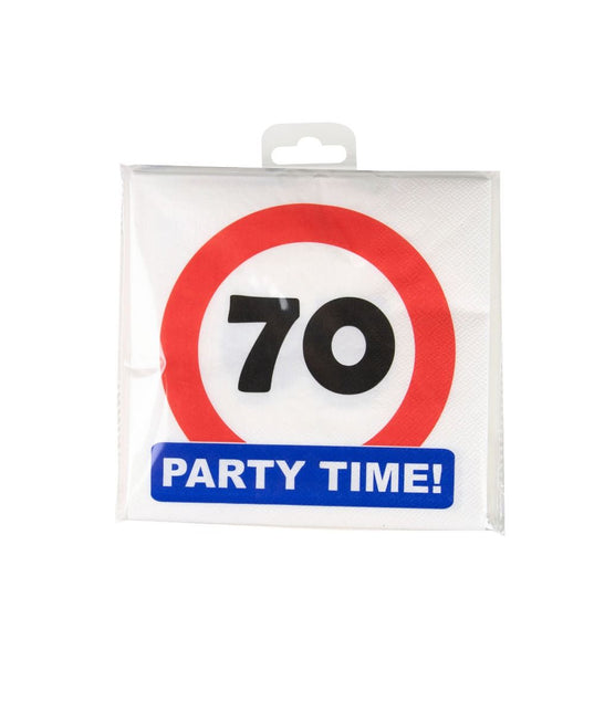 70 Years Napkins Traffic Sign 16.5cm 16pcs
