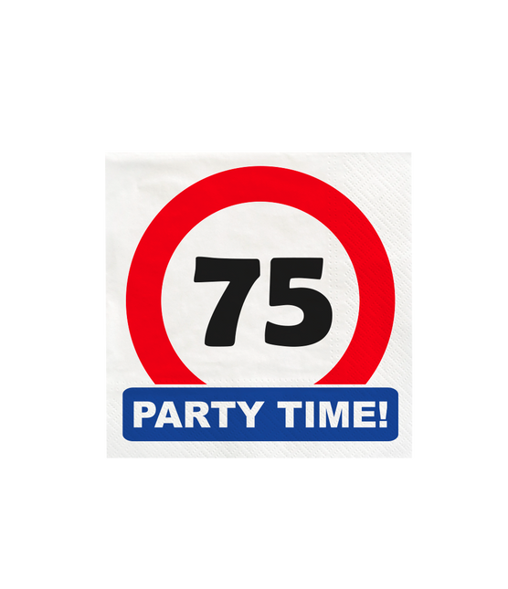 75 Years Napkins Traffic Sign 16.5cm 16pcs