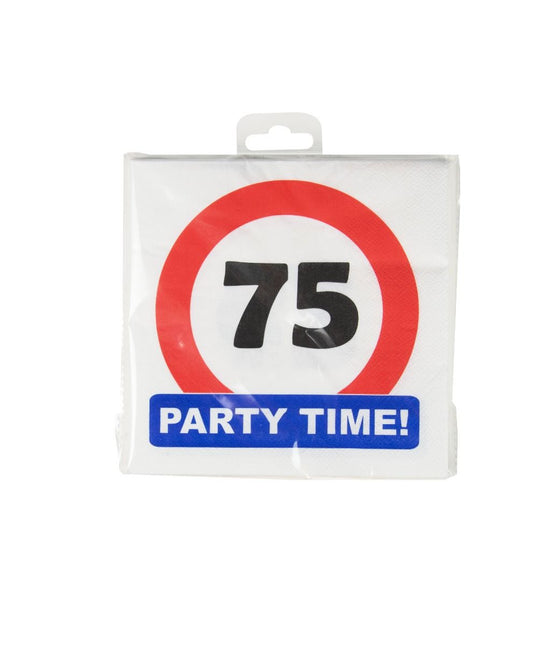 75 Years Napkins Traffic Sign 16.5cm 16pcs