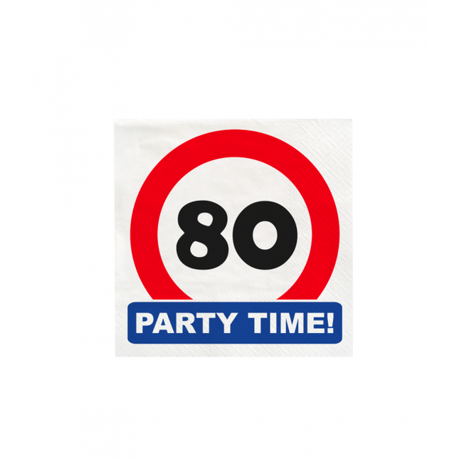80 Years Napkins Traffic Sign 16.5cm 16pcs