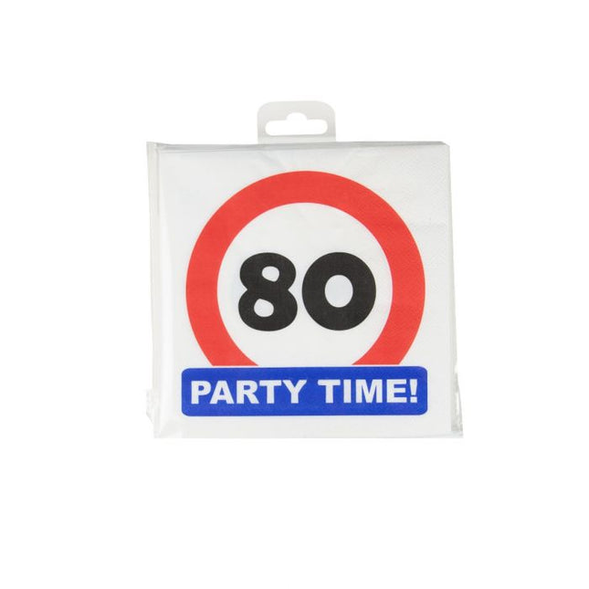80 Years Napkins Traffic Sign 16.5cm 16pcs