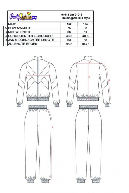 Trainingspak 80`S Style Kids 164 van PartyXplosion koop je bij Partywinkel