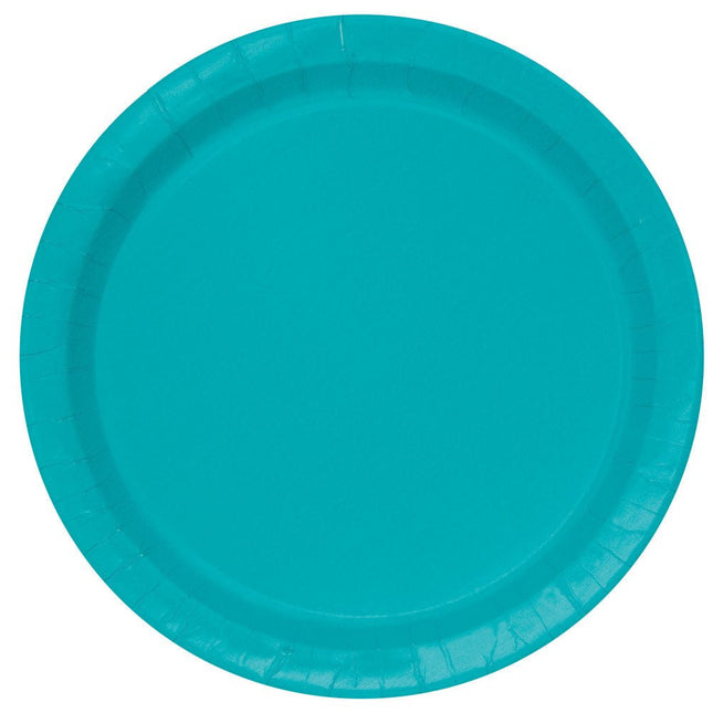 Turquoise Borden Rond 23cm 16st van Unique koop je bij Partywinkel