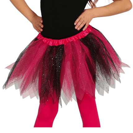 Tutu Glitter Zwart Roze Kind 31cm van Fiestas Guirca koop je bij Partywinkel