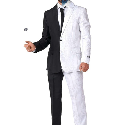 Two Face Zwart Wit Pak Heren Suitmeister van Suitmeister koop je bij Partywinkel