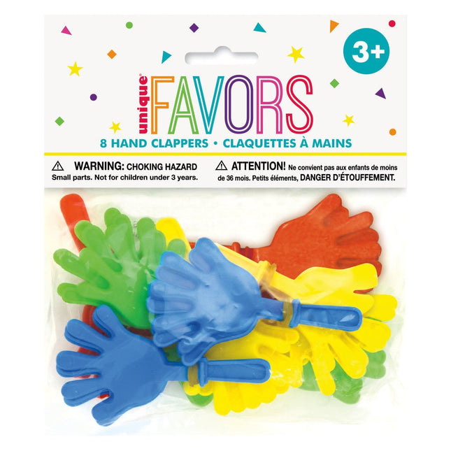 Uitdeelcadeautjes Handklappers 8cm 8st van Unique koop je bij Partywinkel