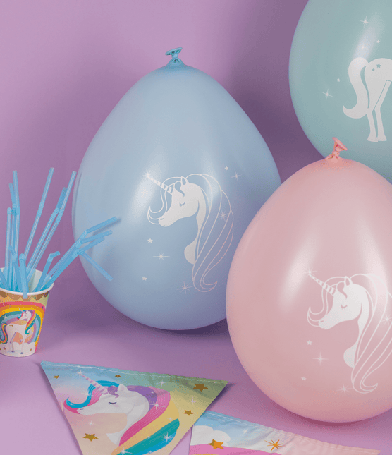 Unicorn Ballonnen Gekleurd 30cm 8st van Paper Dreams koop je bij Partywinkel