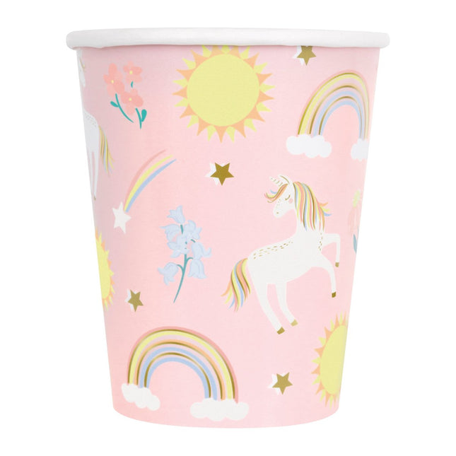 Unicorn Bekers Papier 266ml 8st van Unique koop je bij Partywinkel