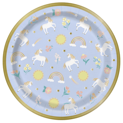 Unicorn Borden Rond Lila 23cm 8st - Partywinkel - 11179807550