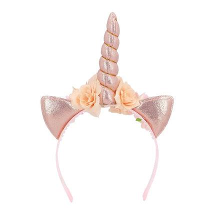 Unicorn Haarband Roze Met Bloemen - Partywinkel - 8712026500335