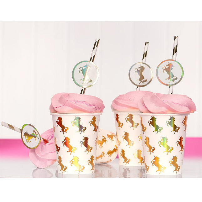 Unicorn Papieren Rietjes 20cm 6st van Boland koop je bij Partywinkel