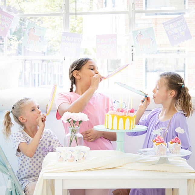 Unicorn Roltongen Rainbows 24cm 6st van Folat koop je bij Partywinkel