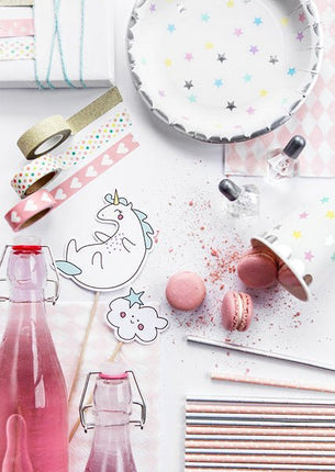 Unicorn Taart Topper Set 5 delig van Partydeco koop je bij Partywinkel