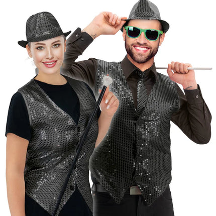 Gilet noir à paillettes