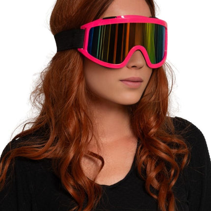 Lunettes de ski rose fluo