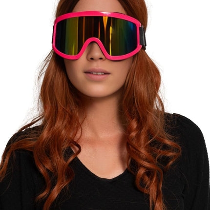 Lunettes de ski rose fluo