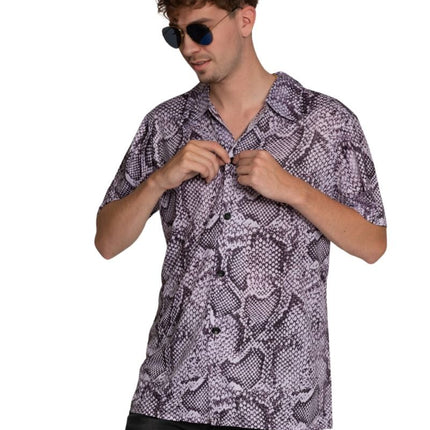 Chemise Snake Print Silver Men's