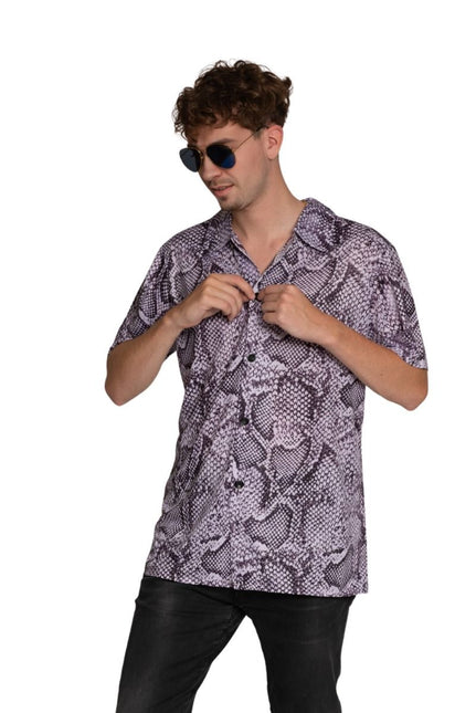 Chemise Snake Print Silver Men's