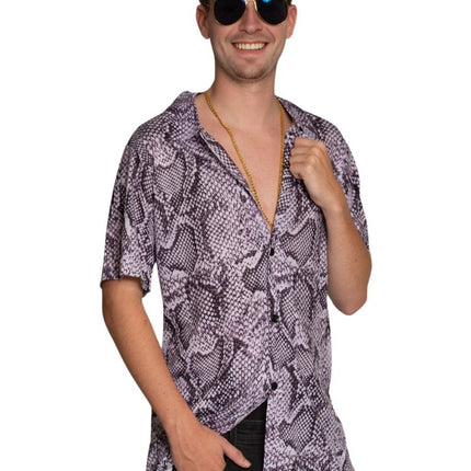 Chemise Snake Print Silver Men's