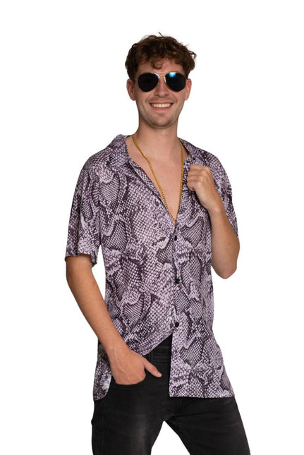 Chemise Snake Print Silver Men's