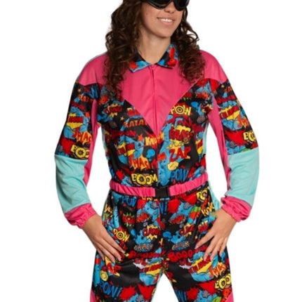 Combinaison de ski des années 80 avec lunettes Comic - Unisexe