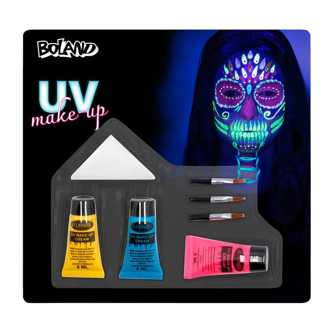 Uv Schminkset Geel Blauw Roze van Boland koop je bij Partywinkel