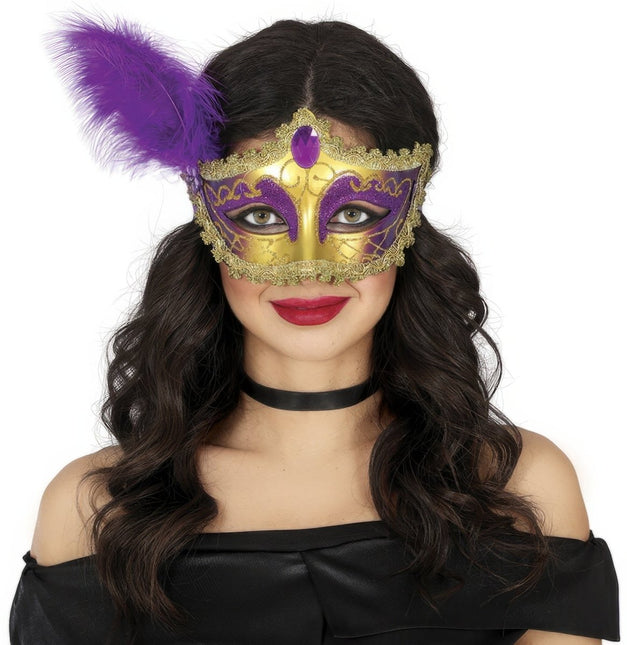 Venetiaans Oogmasker Goud Paars van Fiestas Guirca koop je bij Partywinkel