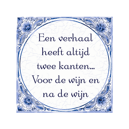 Verhaal Twee Kanten Delftsblauw Tegel - Partywinkel - 8716764247354